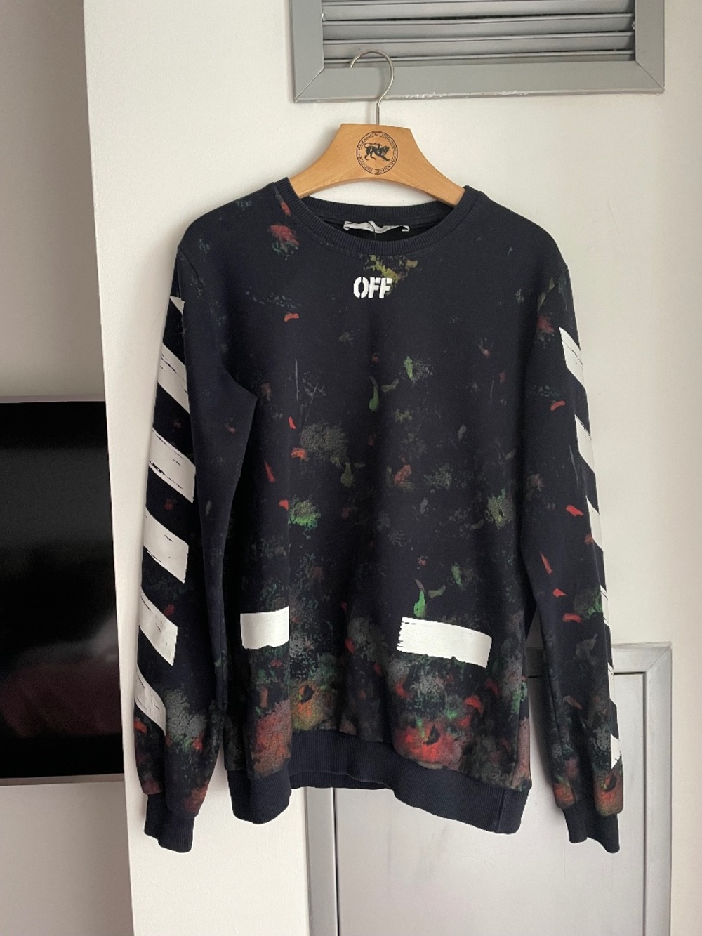 Off - White Diagonal Galaxy Sweatshirt , size S , or L for teen